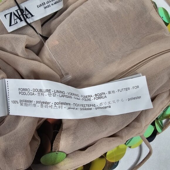 NWOT ZARA Metallic Gold SEQUIN Crop TOP Thin Straps 9406/103‎ Size XS - Picture 14 of 16